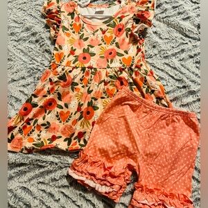 Peach ruffle short set! BRAND NEW! Super soft!